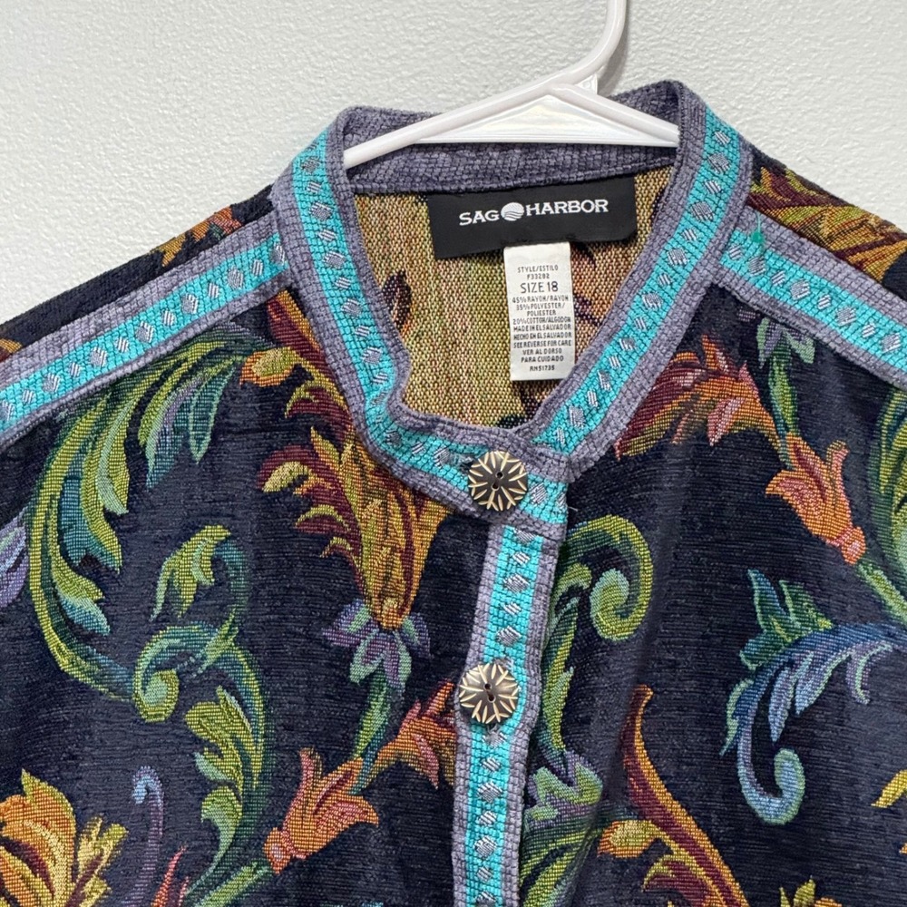 SAG HARBOR Women's Size 18 Tapestry Floral Blazer Jacket - Picture 2 of 5